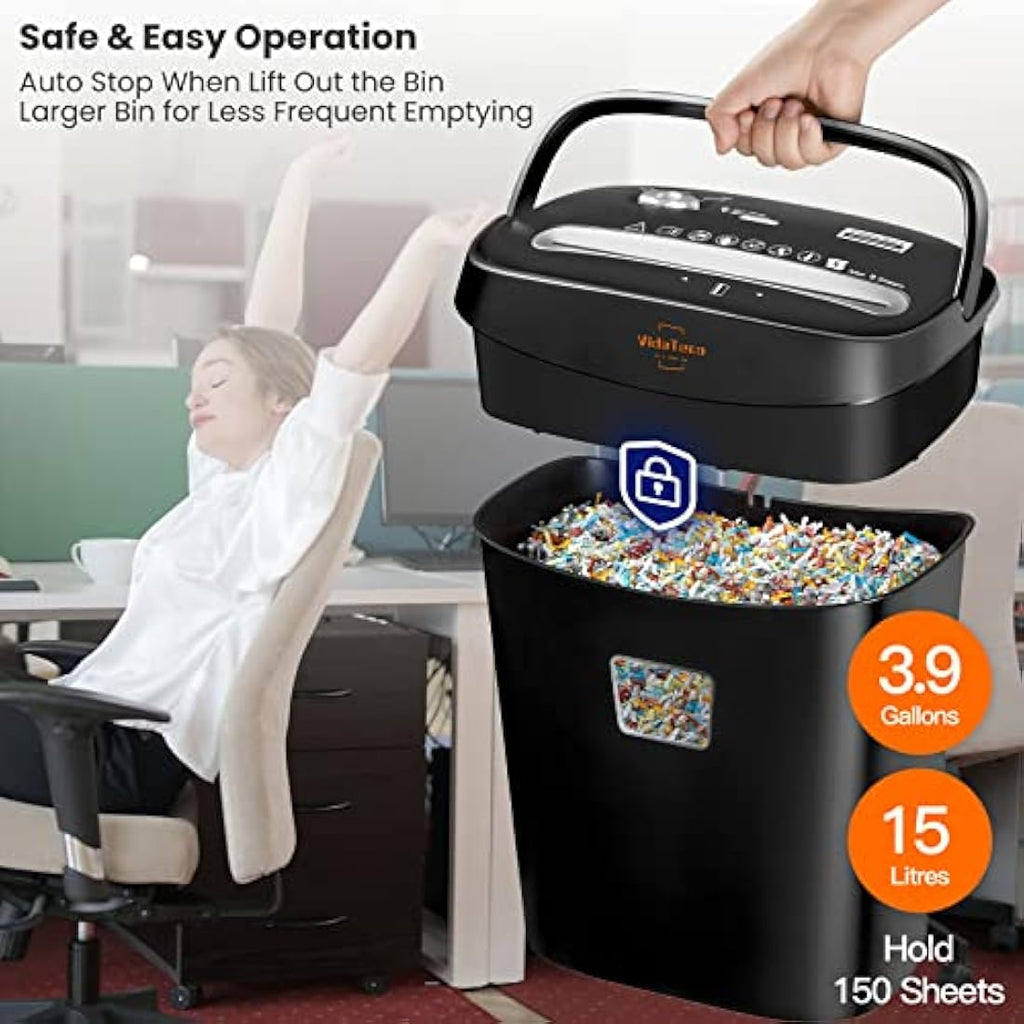 VidaTeco 10-Sheet Micro-Cut Paper Shredder | P-4 High Security