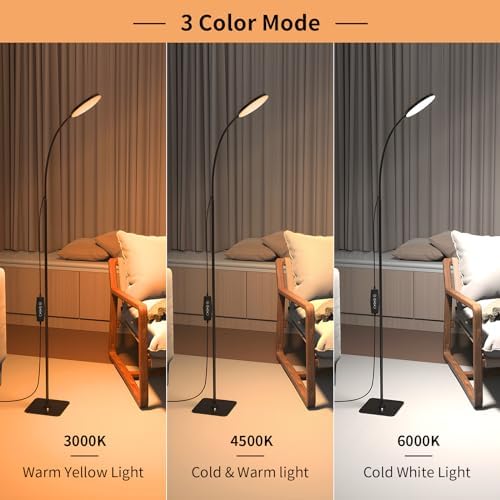 Mojimdo LED Floor Lamp with Remote | Dimmable Gooseneck Reading Lamp