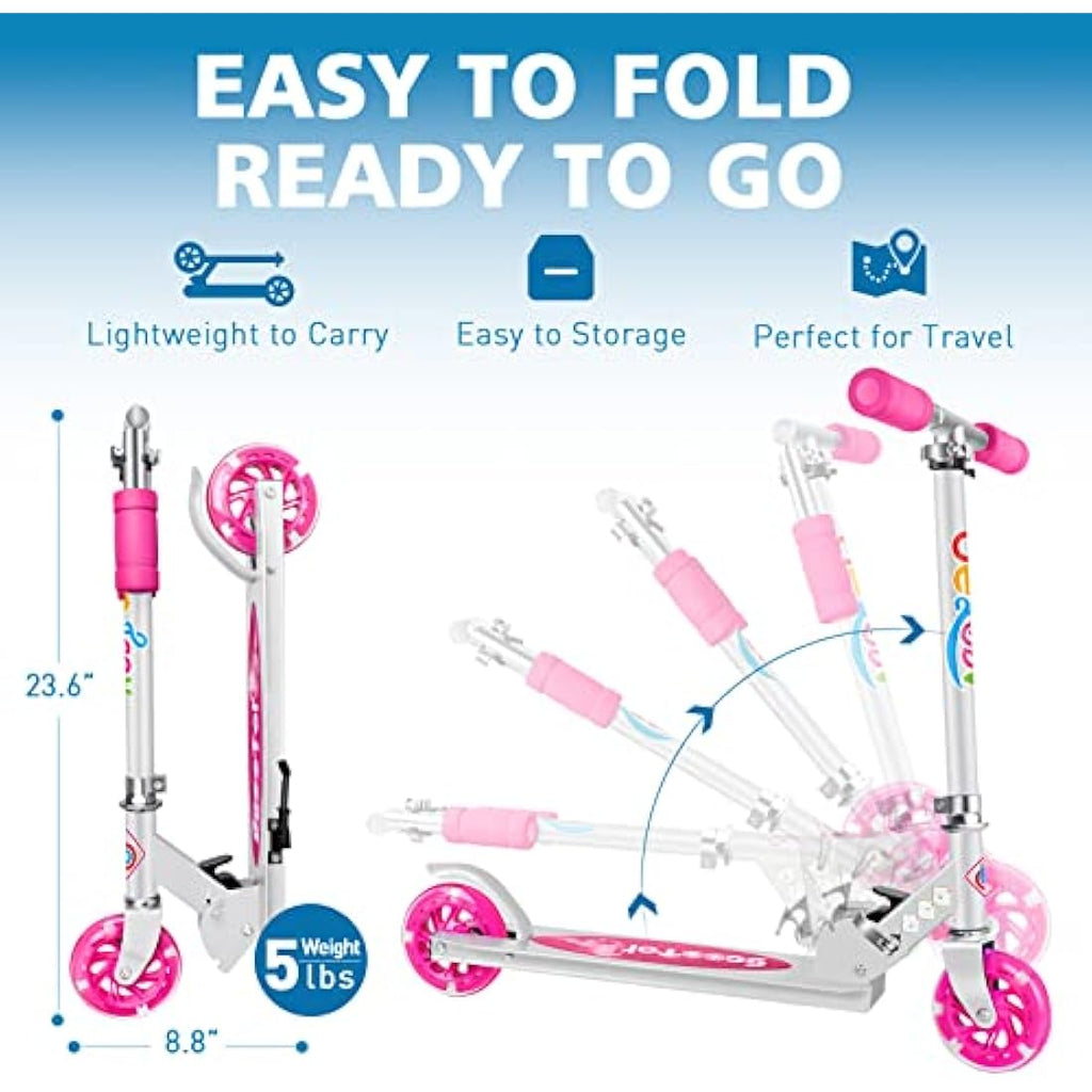 BELEEV V1 Kids Folding Kick Scooter | 2-Wheel Light Up Scooter for Ages 3-12