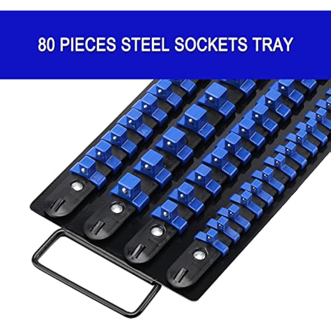 CASOMAN 80-Piece Socket Organizer Tray | 1/4, 3/8, 1/2-Inch Drive Rails