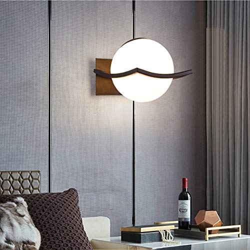 KRUIHAN Modern Glass Ball Wall Lamp | Black Globe Sconce for Bedroom