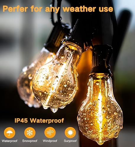 100FT Outdoor Festoon Lights – 50 Shatterproof Bulbs