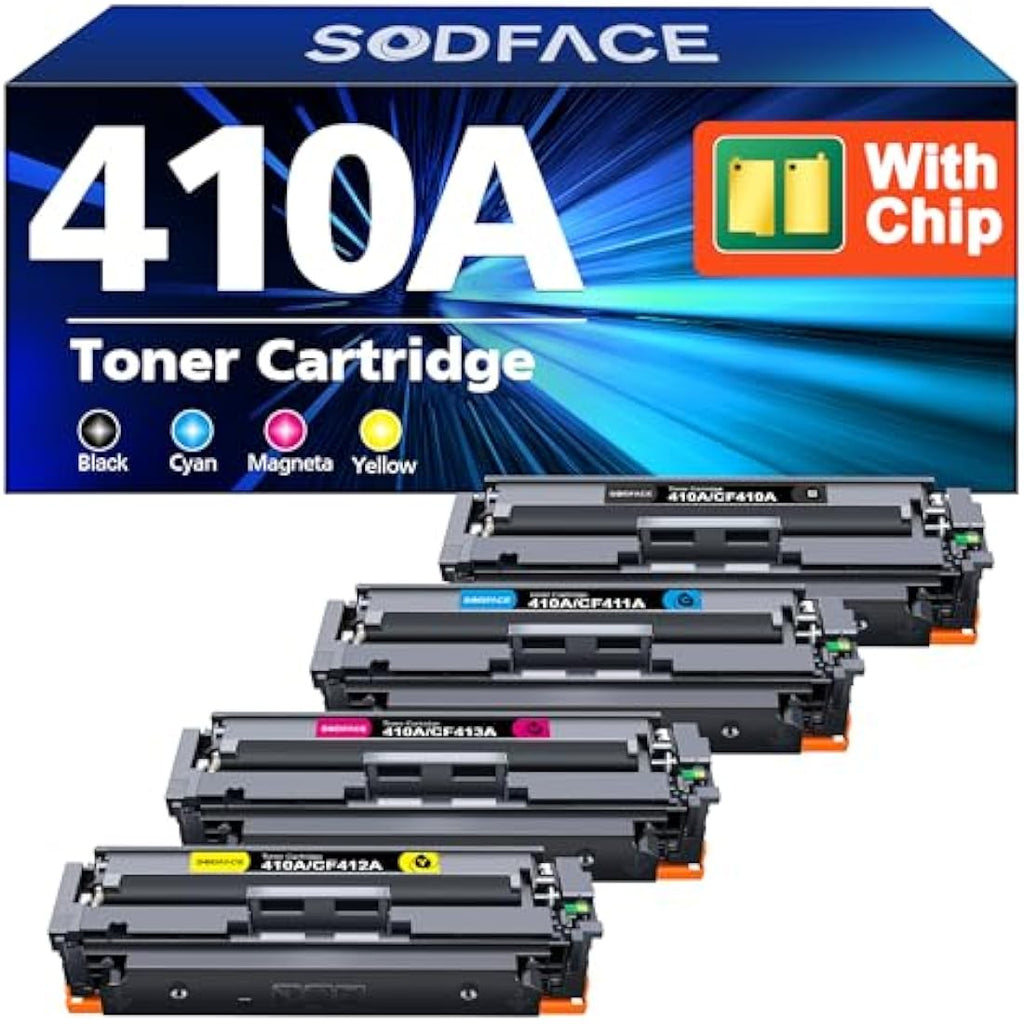 SODFACE 410A 410X Toner Cartridge for HP MFP M477fdw M452dn, 4-Pack