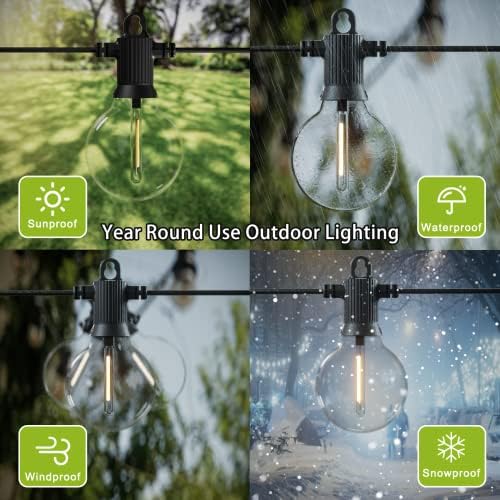 Kawaya Festoon Lights Outdoor 15M 50FT - Waterproof LED Garden String Lights