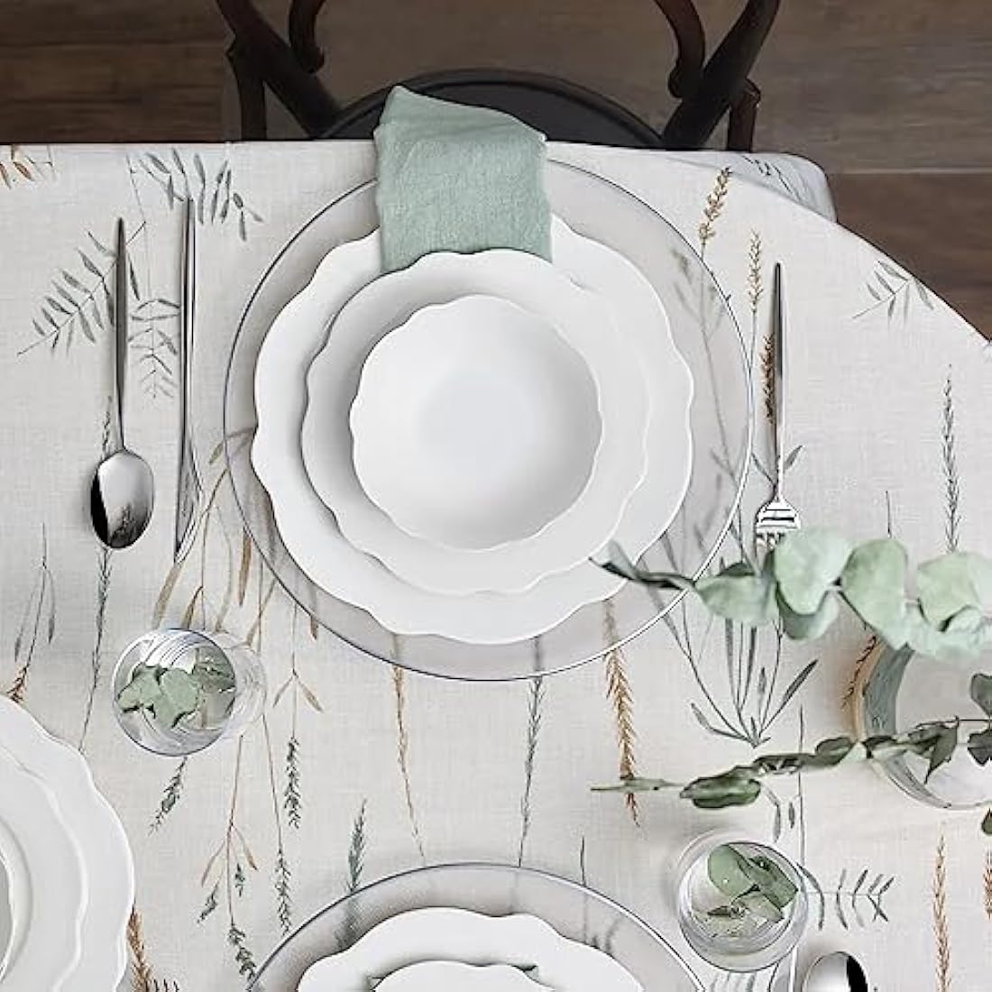 Karaca Daisy 12-Piece White Porcelain Dinner Set for 4 People