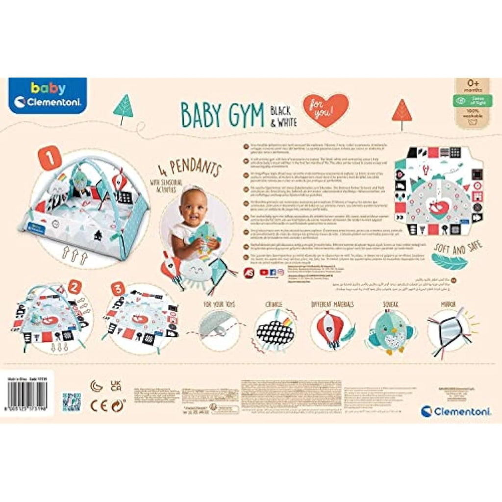 Clementoni Black and White Musical Baby Gym | Sensory Play Mat