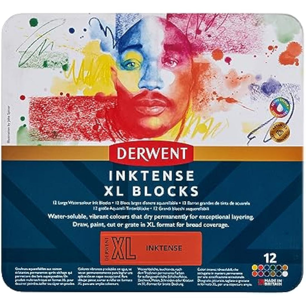 Derwent Inktense XL Blocks – Set of 12 Water-Soluble Drawing Blocks