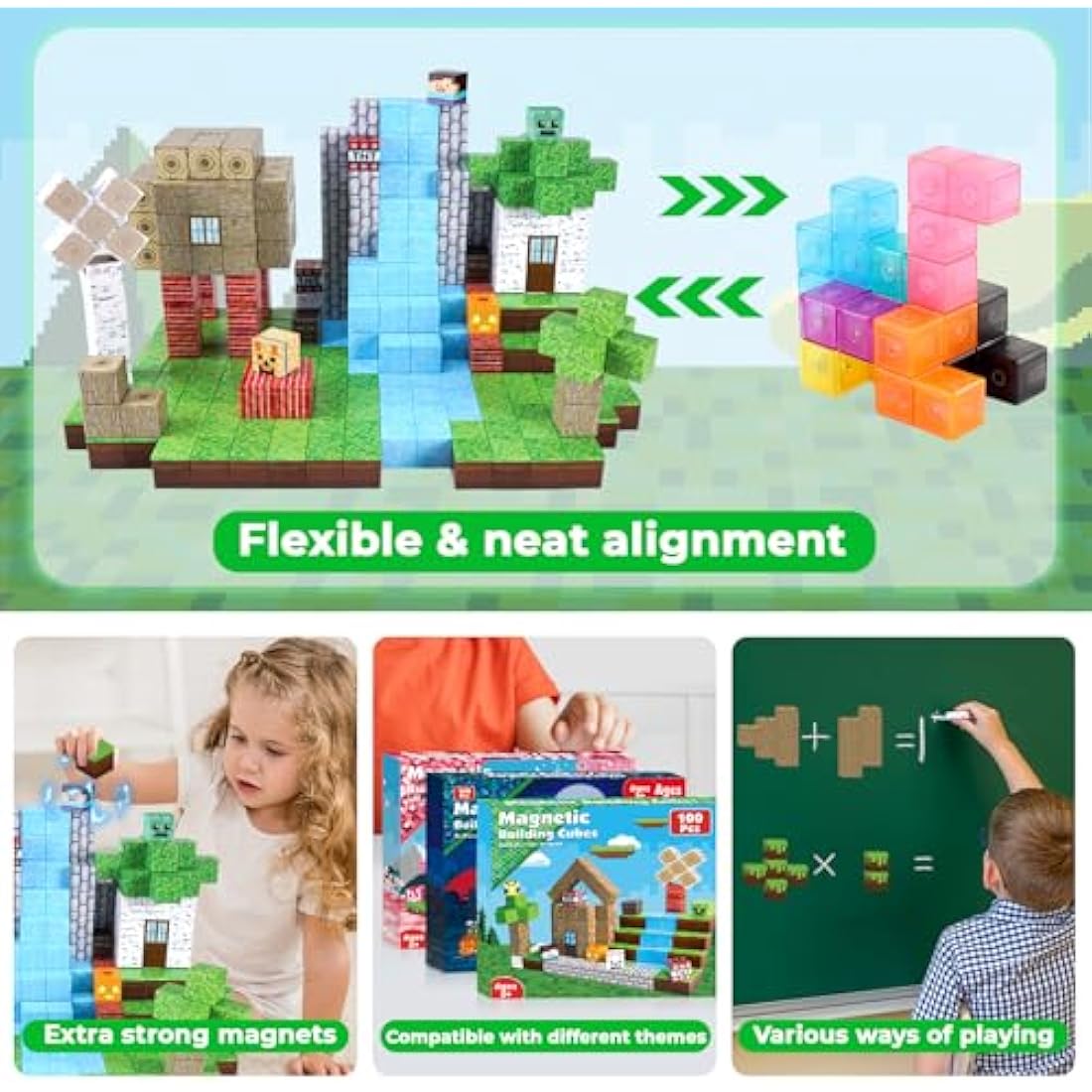 100PCS Magnetic Building Blocks – STEM Montessori Sensory Toys