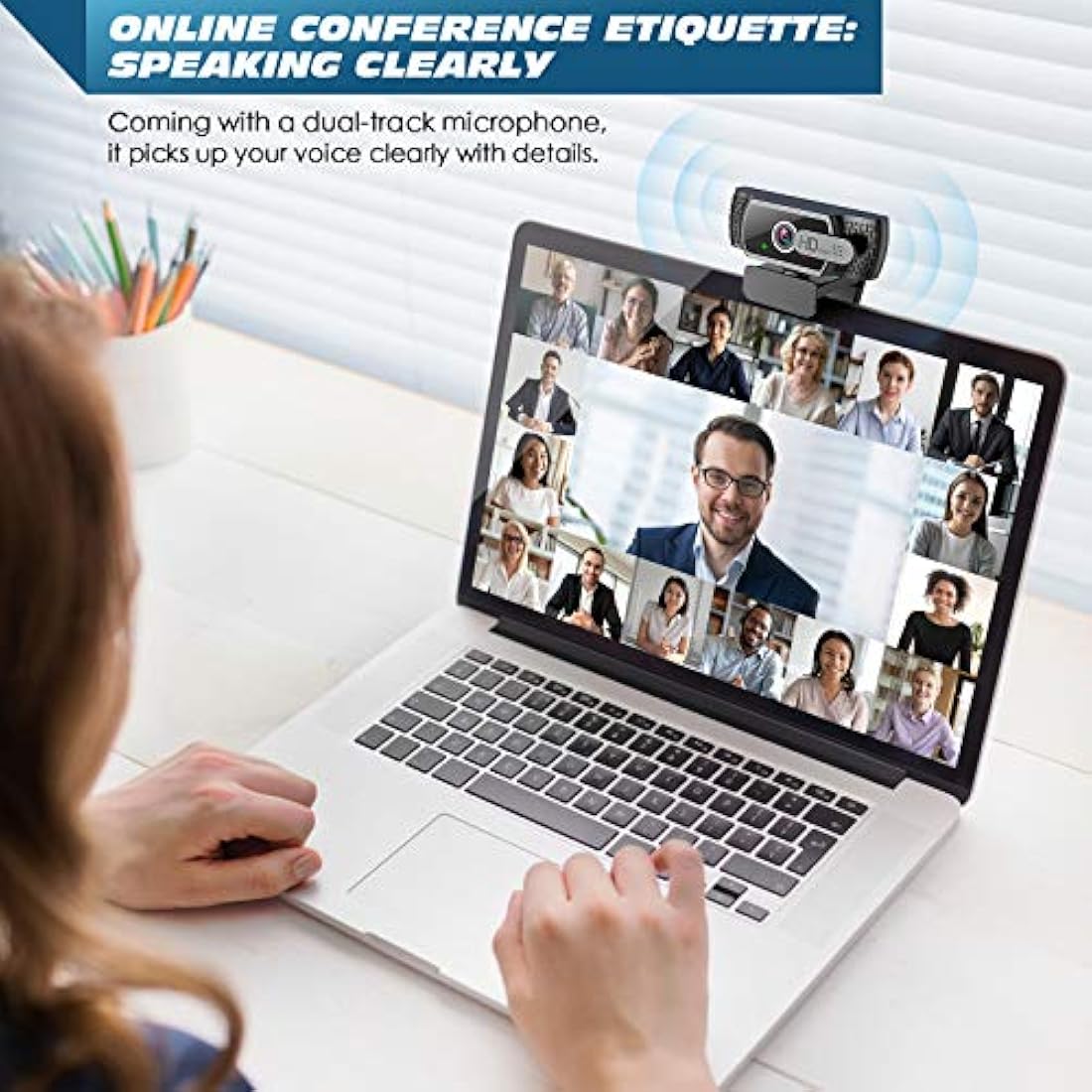 1080P FHD Webcam with Privacy Cover and Noise-Canceling Mic