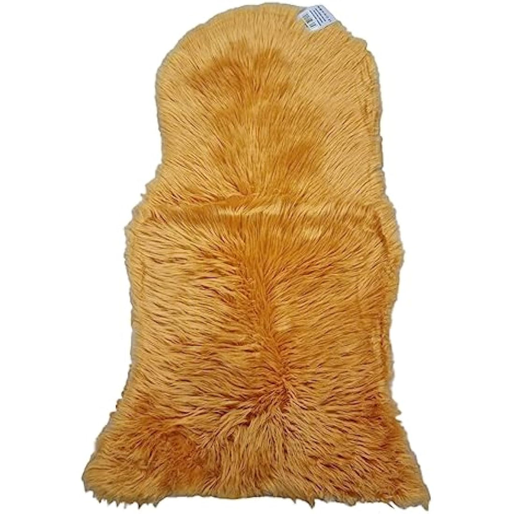 Jolof Store Faux Fur Sheepskin Rug – Soft Non-Slip Ochre Mat (60x110cm)