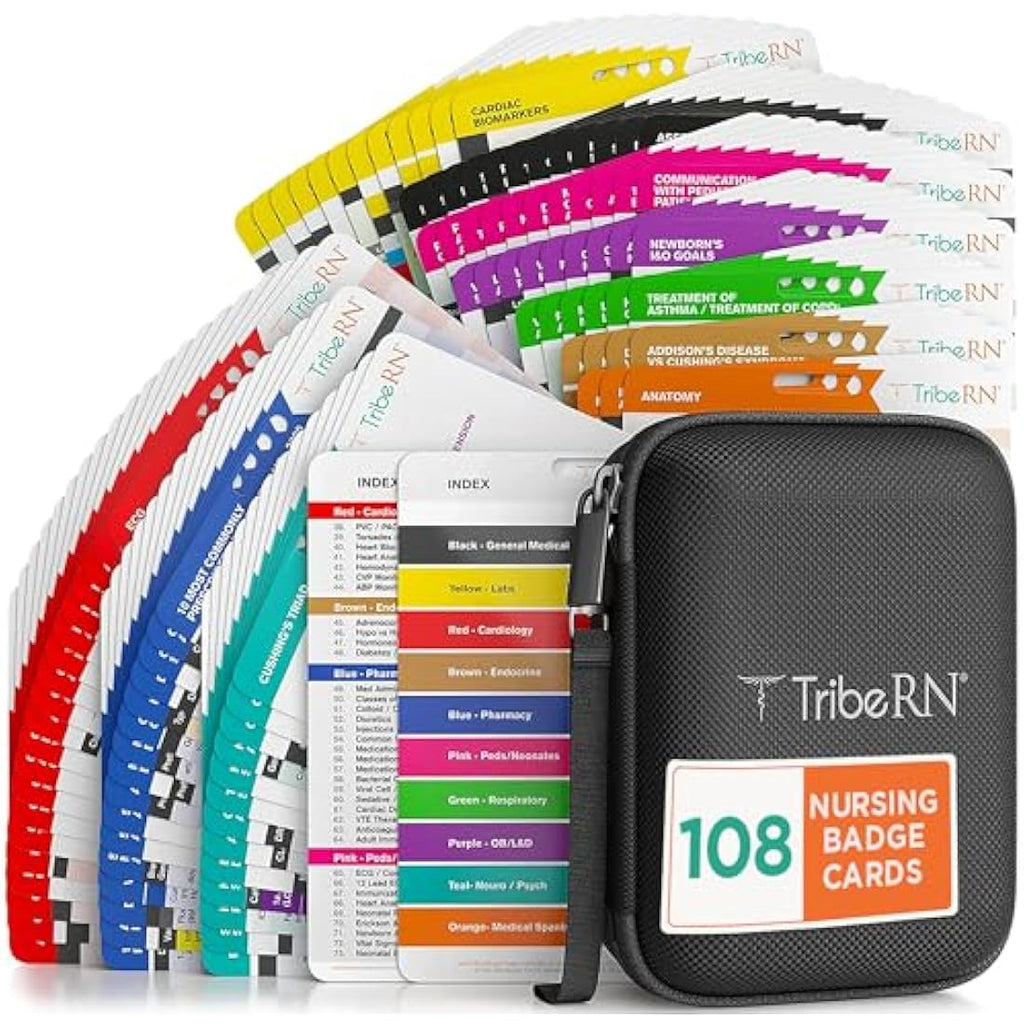 Tribe RN PocketGuru Nurse Reference Cards – 85 Scrub Pocket Study Guides