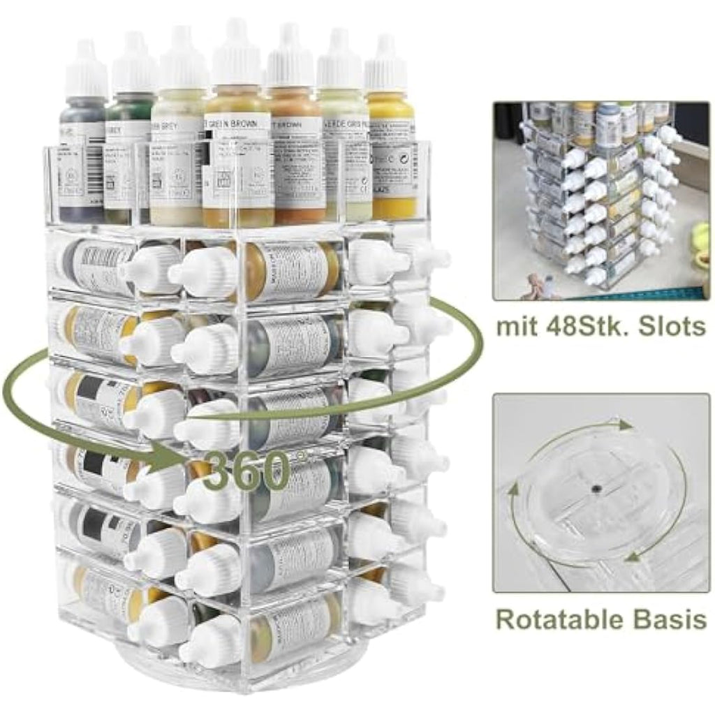 Evemodel 6-Tier Acrylic Spinning Paint Rack Organizer - 84 Bottle Holder