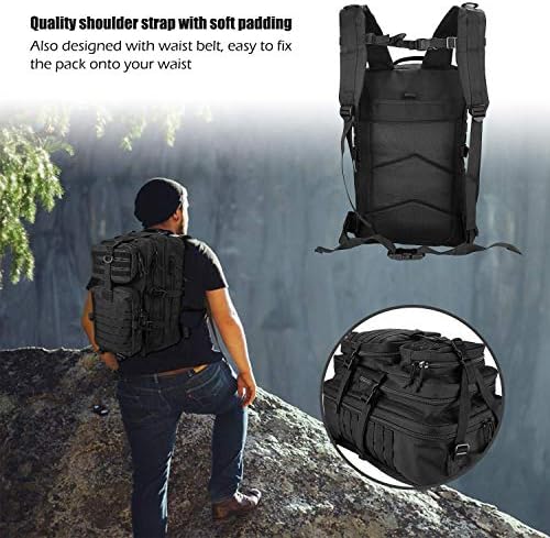 ProCase Military Tactical Backpack | 42L Large Assault Pack – Black