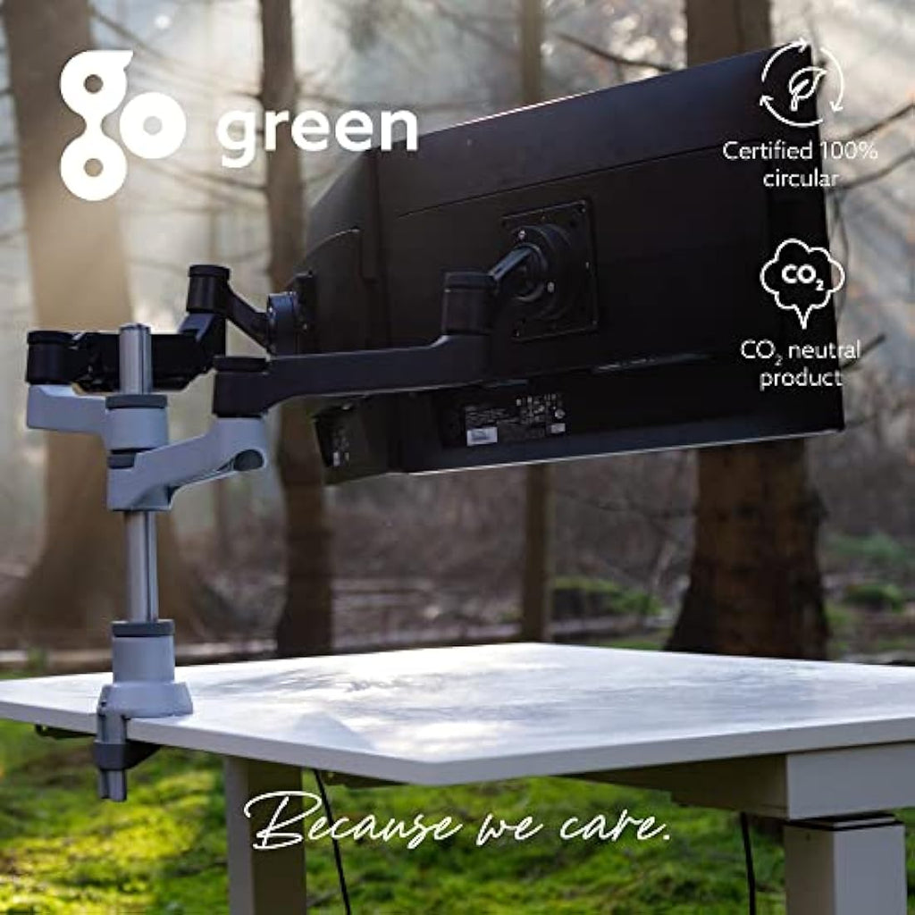 R-Go Zepher 4 C2 Single Monitor Arm | Adjustable VESA Mount - Matte Silver