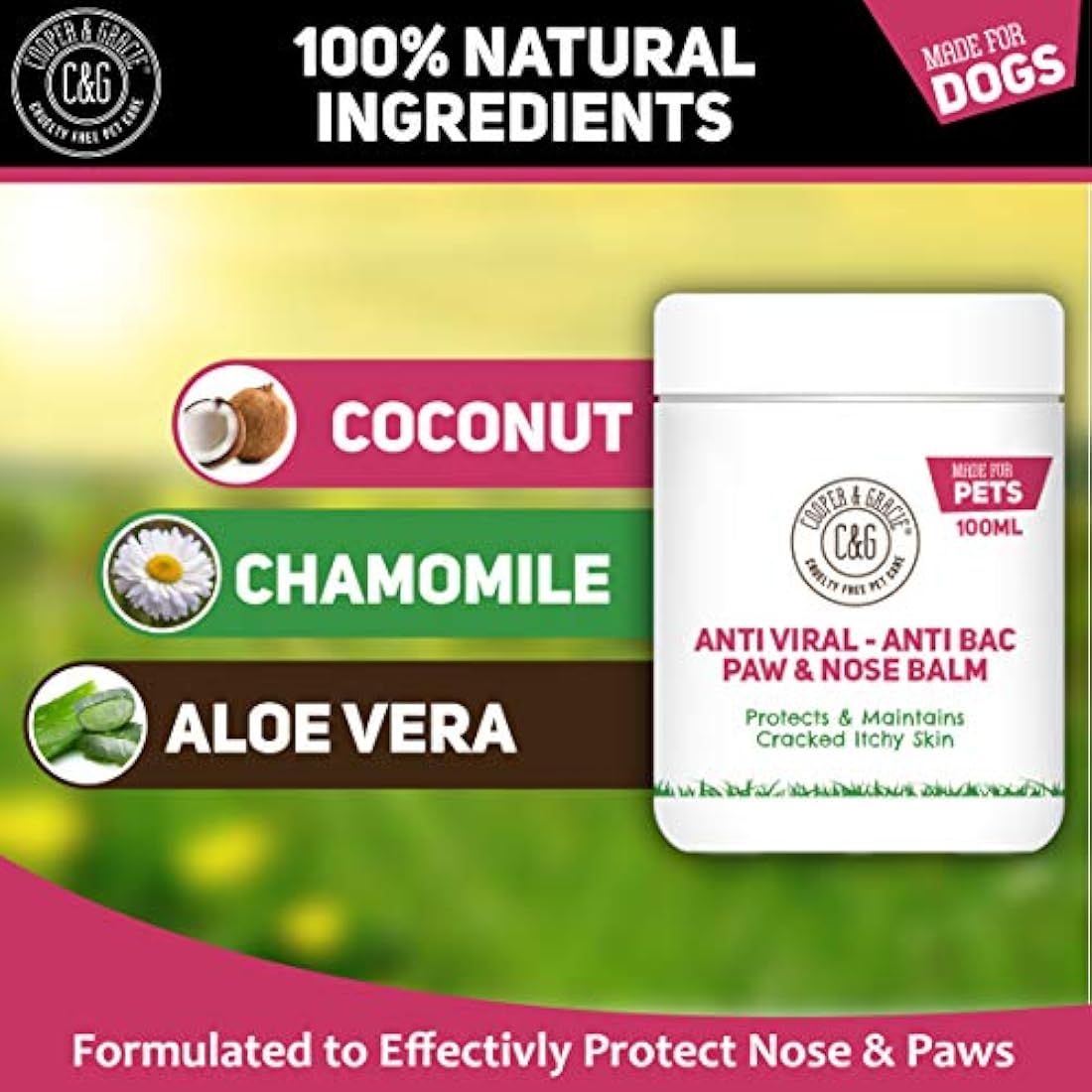 Dog Paw and Nose Balm – Natural Soothing 100ml Formula