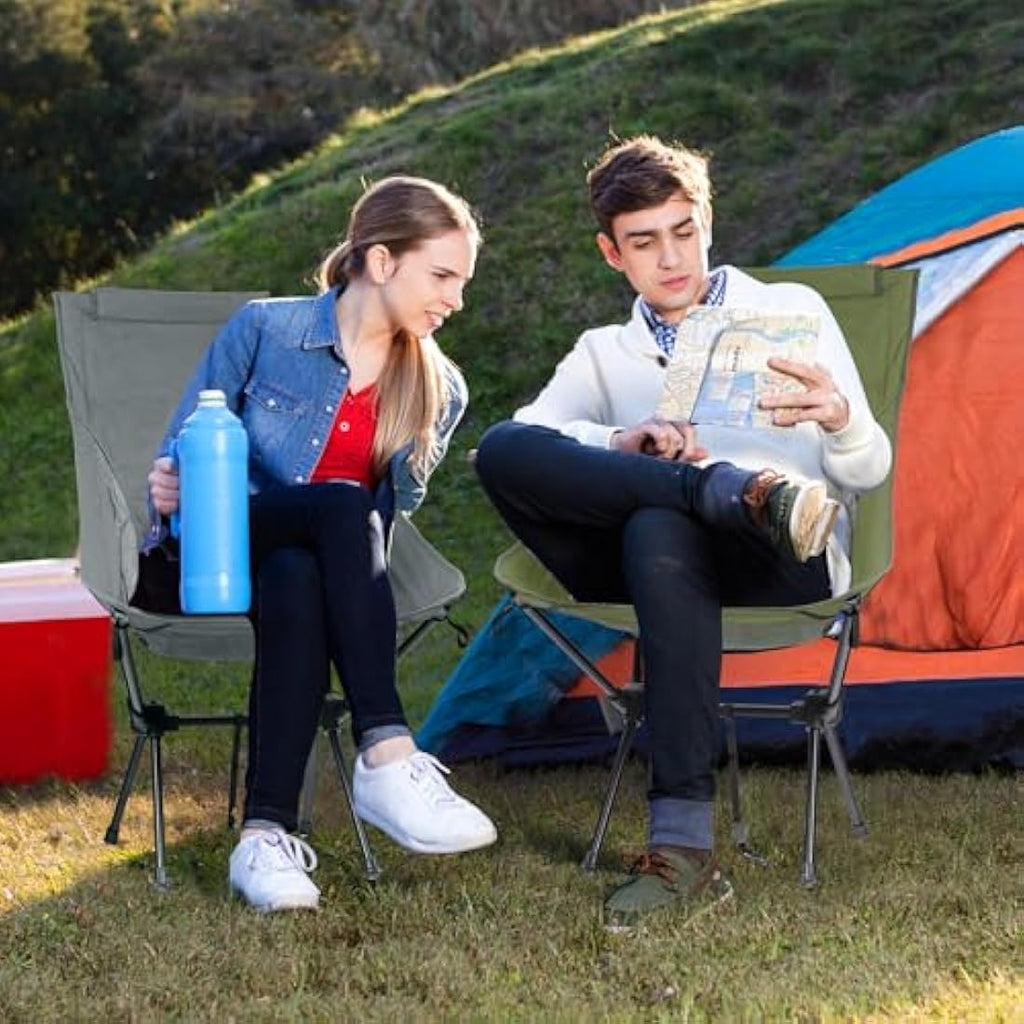 Outplea Lightweight High Back Camping Chair | Portable Folding Chair, Grey