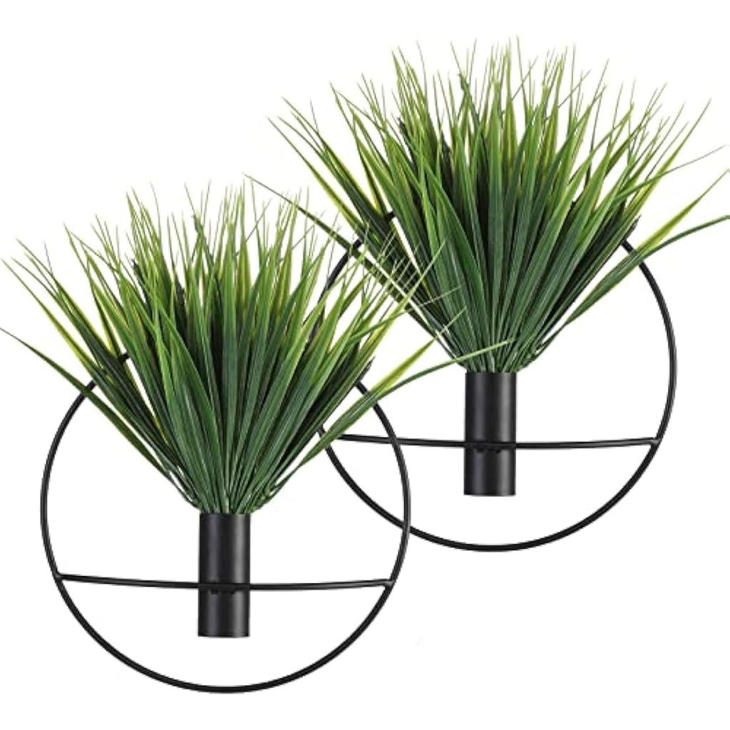 Pretty Jolly Metal Ring Wall Vase Decor – 2 Pack Boho Pampas Grass Art