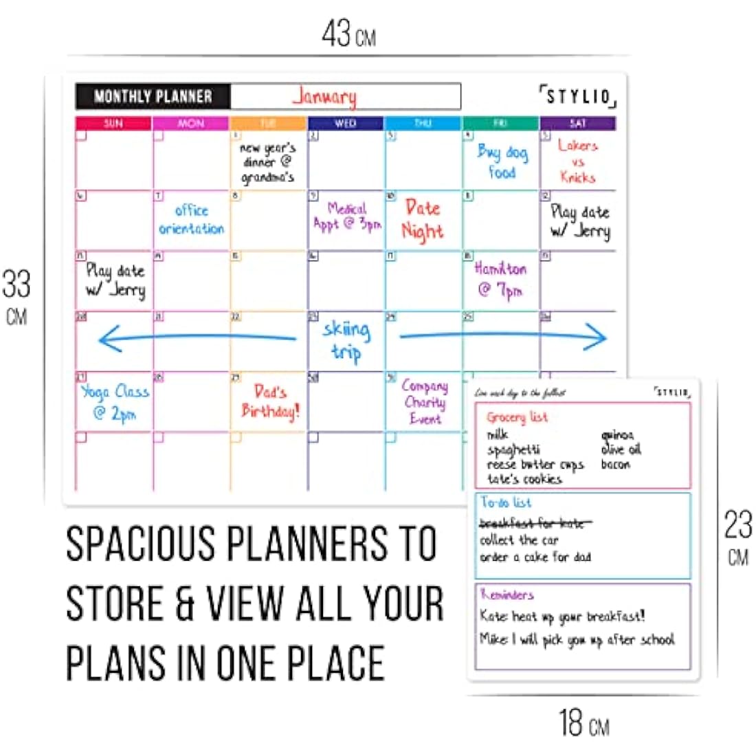 Magnetic Fridge Planner Set - 3 Piece Whiteboard Calendar