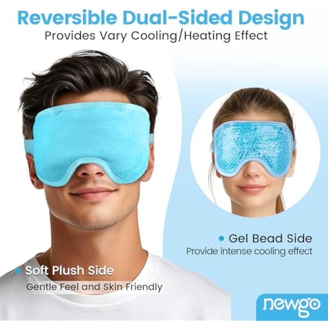 NEWGO Cooling Gel Eye Mask – Reusable Hot Cold Therapy for Puffy Eyes