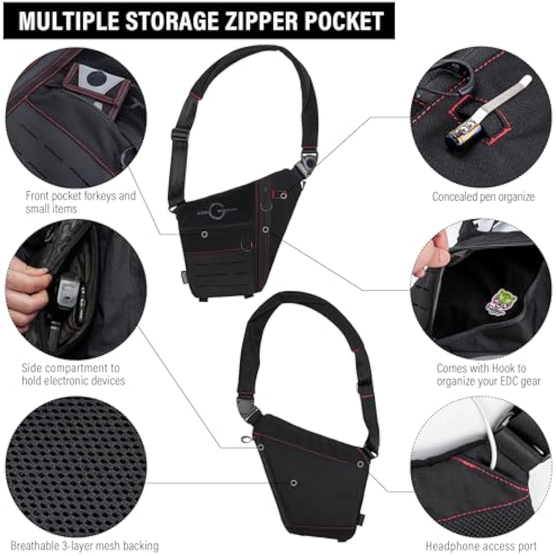 TACTICAL GEEK Cache L1 Sling Bag | 500D Nylon EDC Tactical Daypack