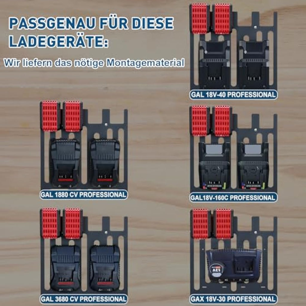 TOPOWN 3-in-1 Wall Mount for Bosch 18V Batteries and Chargers