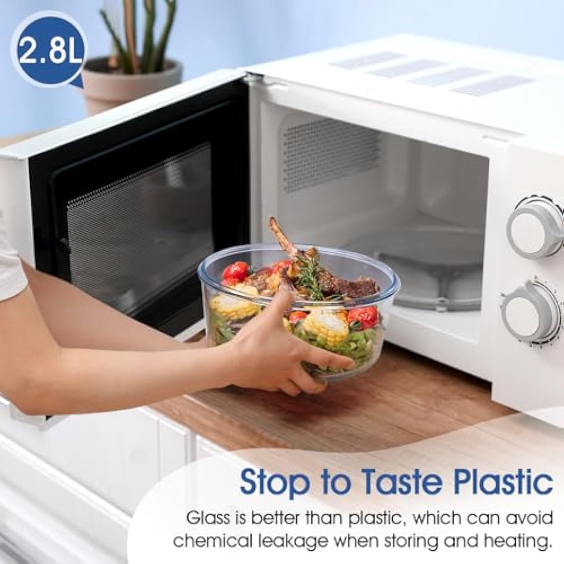 NUTRIUPS 2.8L Large Airtight Glass Food Storage Container | Tempered Glass