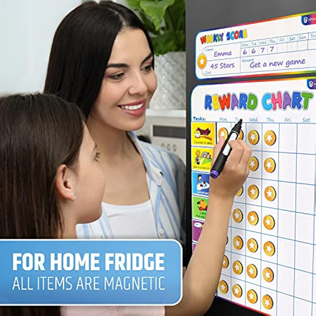 HMmagnets Magnetic Reward Chart for Kids – 127 Stickers & 50 Stars