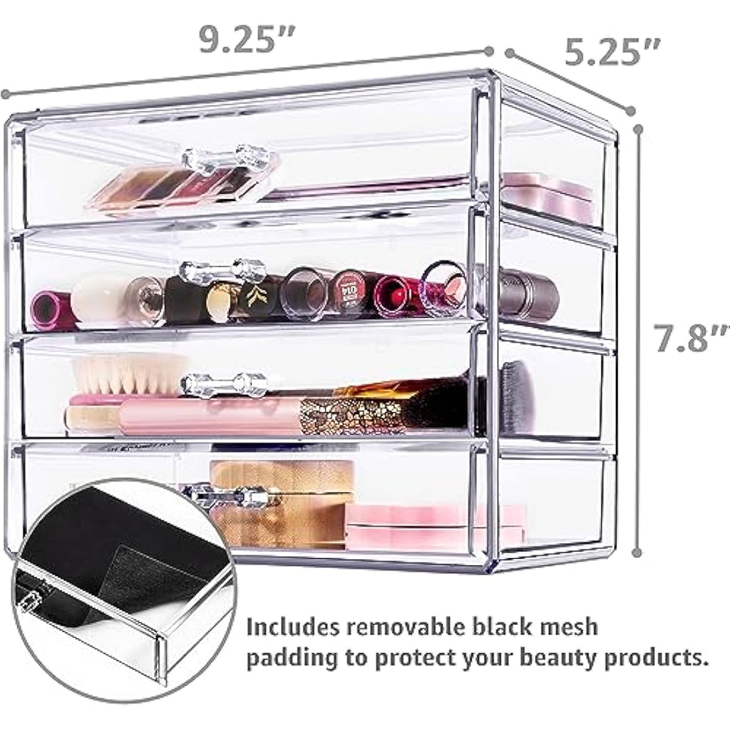 Sorbus 4-Drawer Acrylic Makeup Organizer | Clear Cosmetic Storage Case