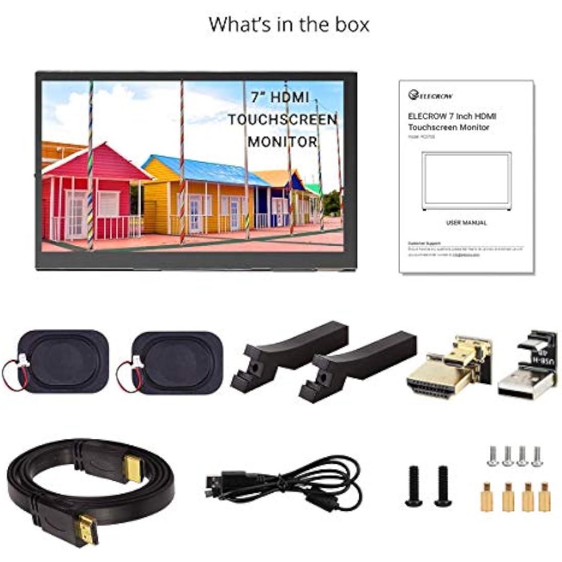 ELECROW 7 Inch IPS Touchscreen Monitor – 1024x600 Raspberry Pi Display