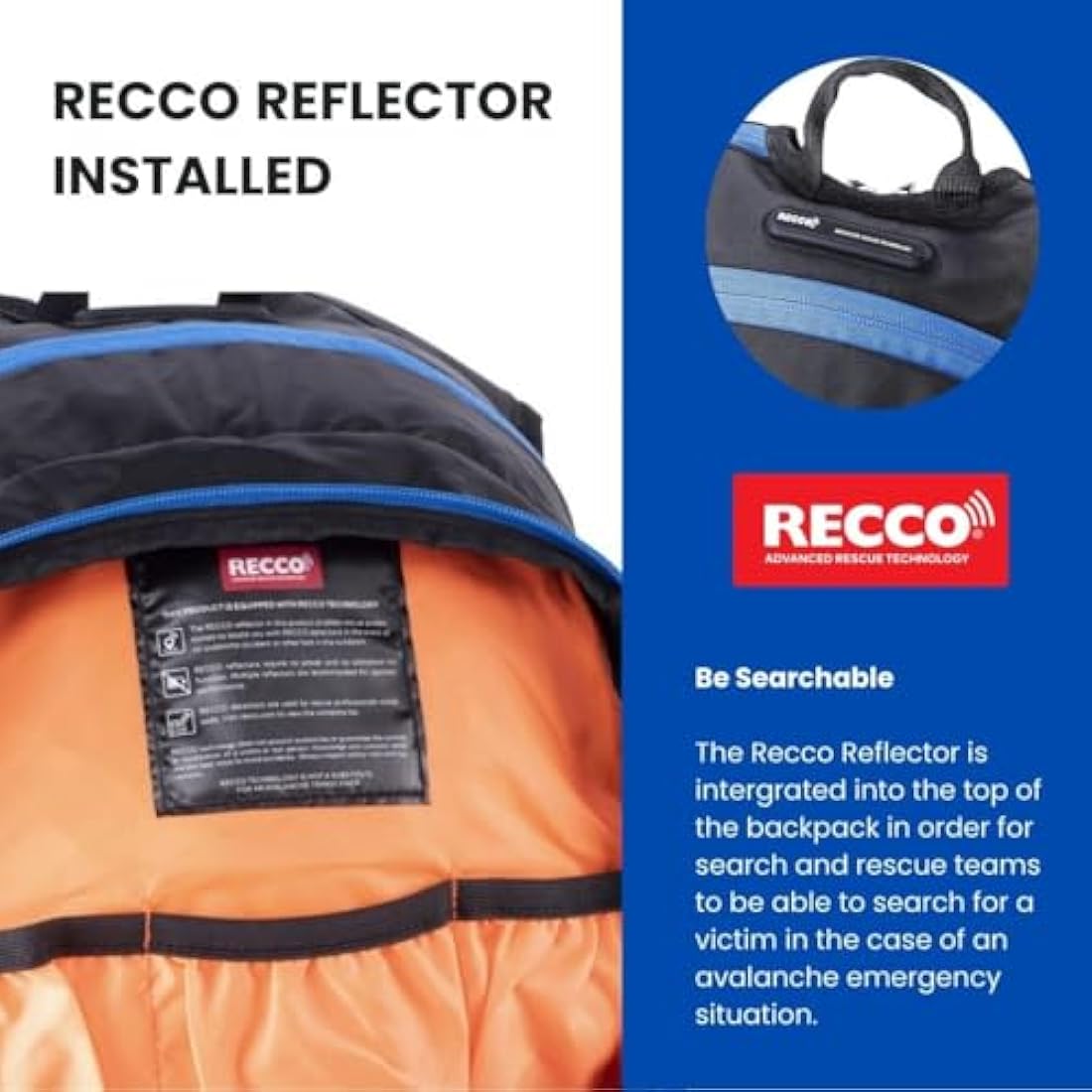 TerraWest Core Avalanche Kit | 22L Ski Backpack with Recco & Shovel Probe