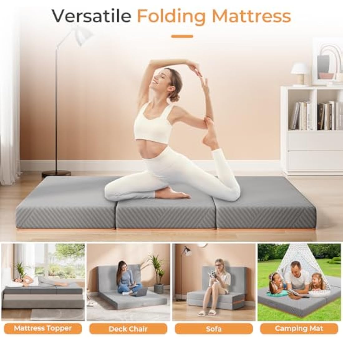 Vesgantti Tri-fold Mattress – 10cm Gel Memory Foam Single Guest Bed