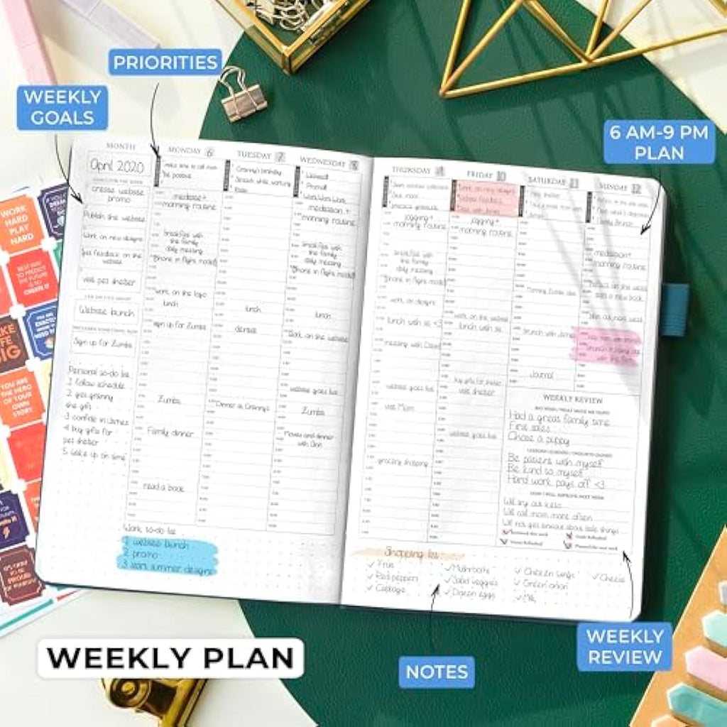 Legend Planner Hourly Schedule – Undated A5 Daily Organizer, Dark Teal