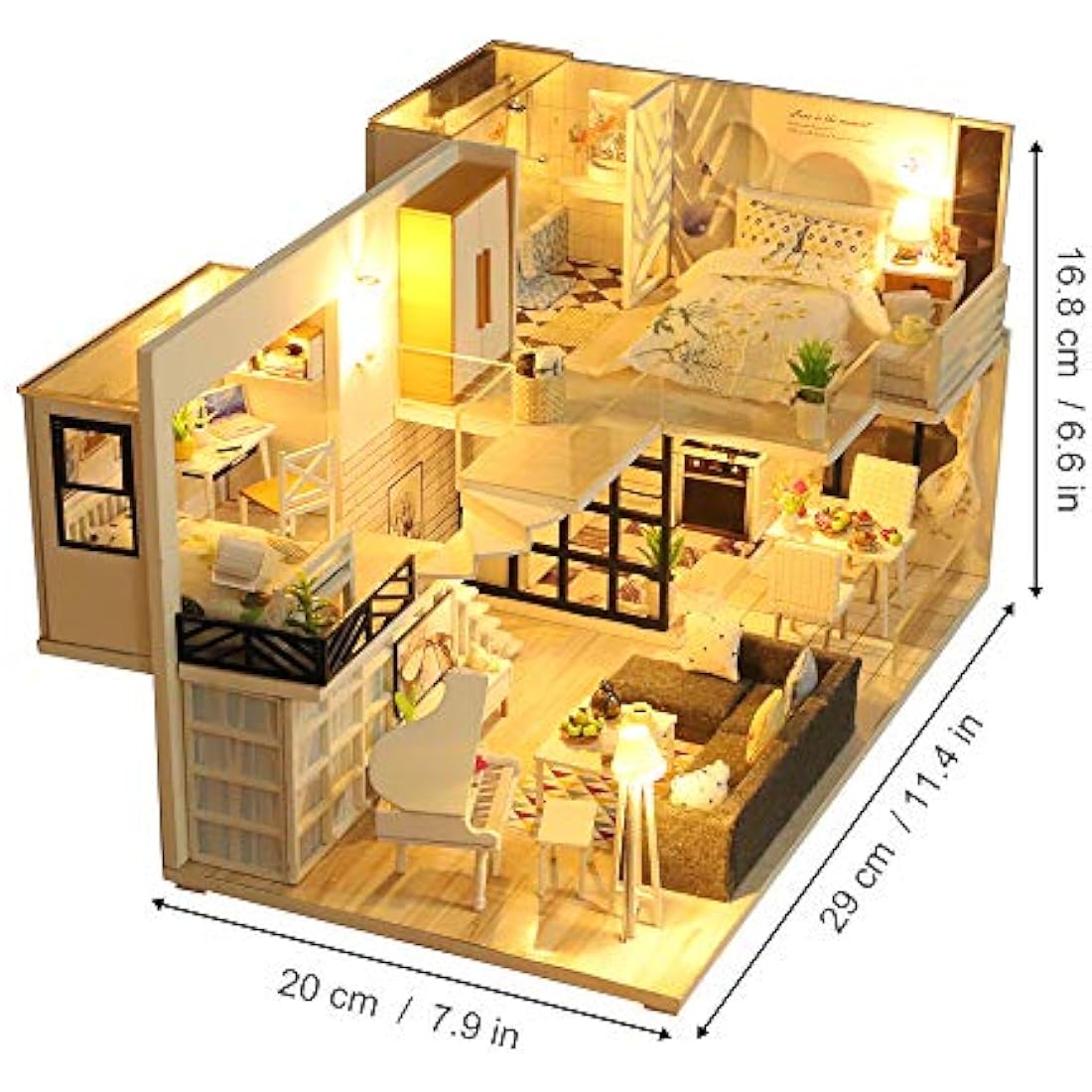GuDoQi DIY Miniature Dollhouse Kit with Music Box - Simple Life Model