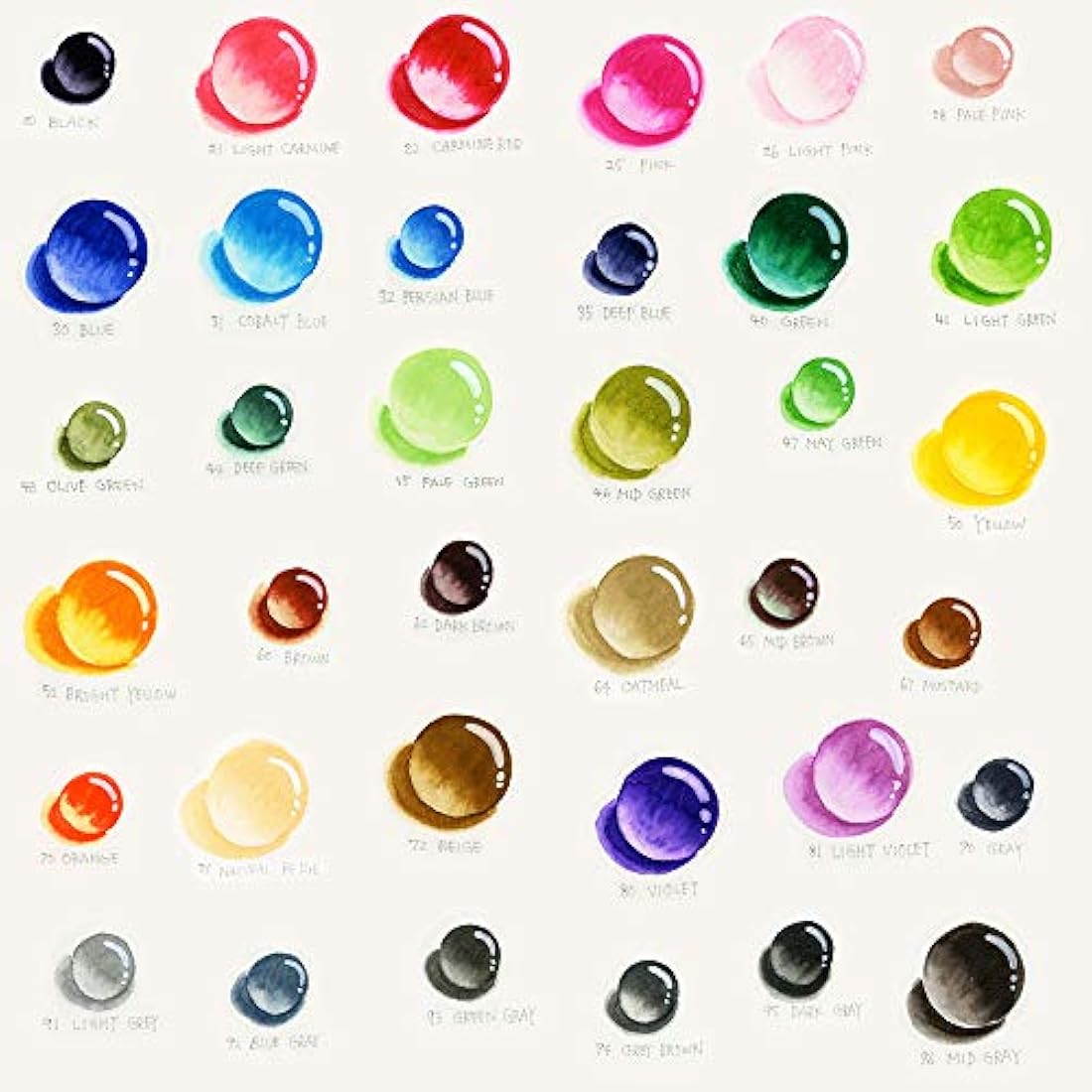 Kuretake ZIG Clean Color Real Brush Watercolor Pens - 36 Color Set