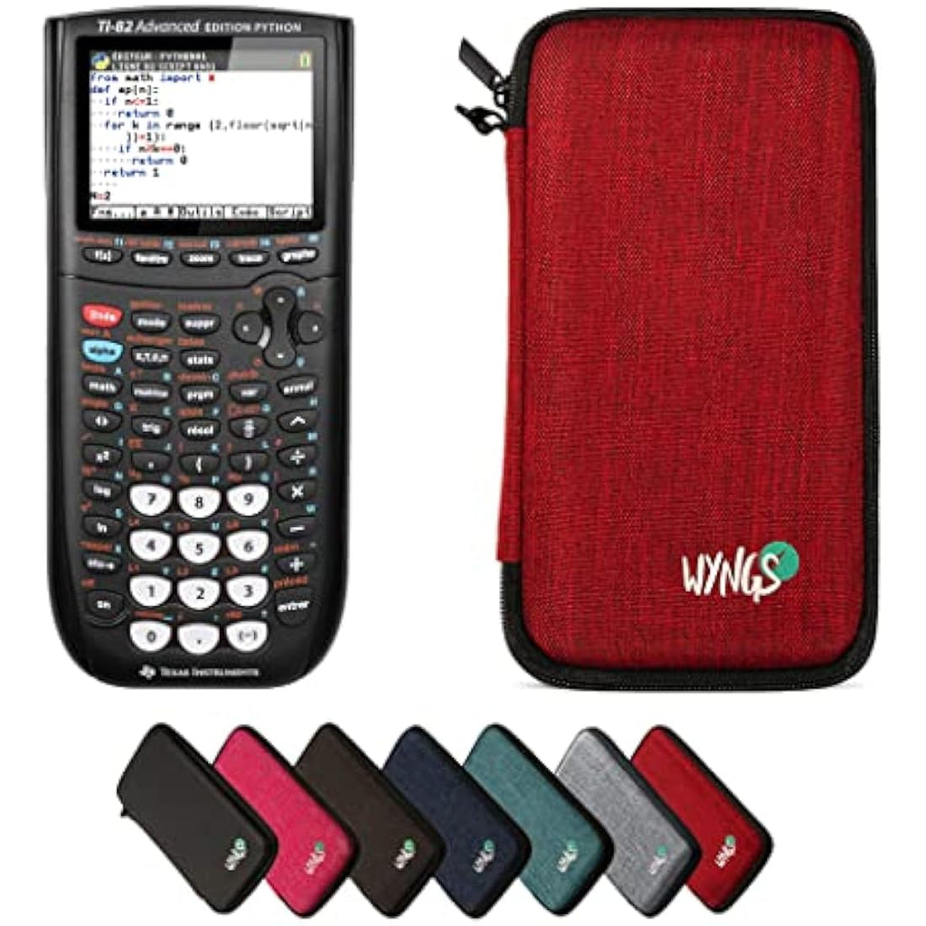 TI-82 Advanced Python Graphing Calculator Set with Red WYNGS Case