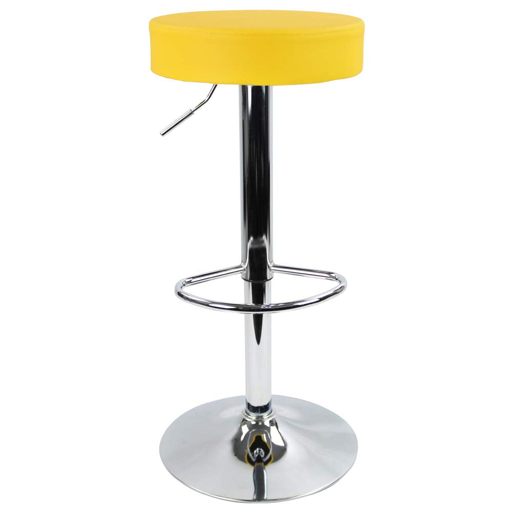 KKTONER Swivel Bar Stool – Adjustable PU Leather Backless Chair, Yellow