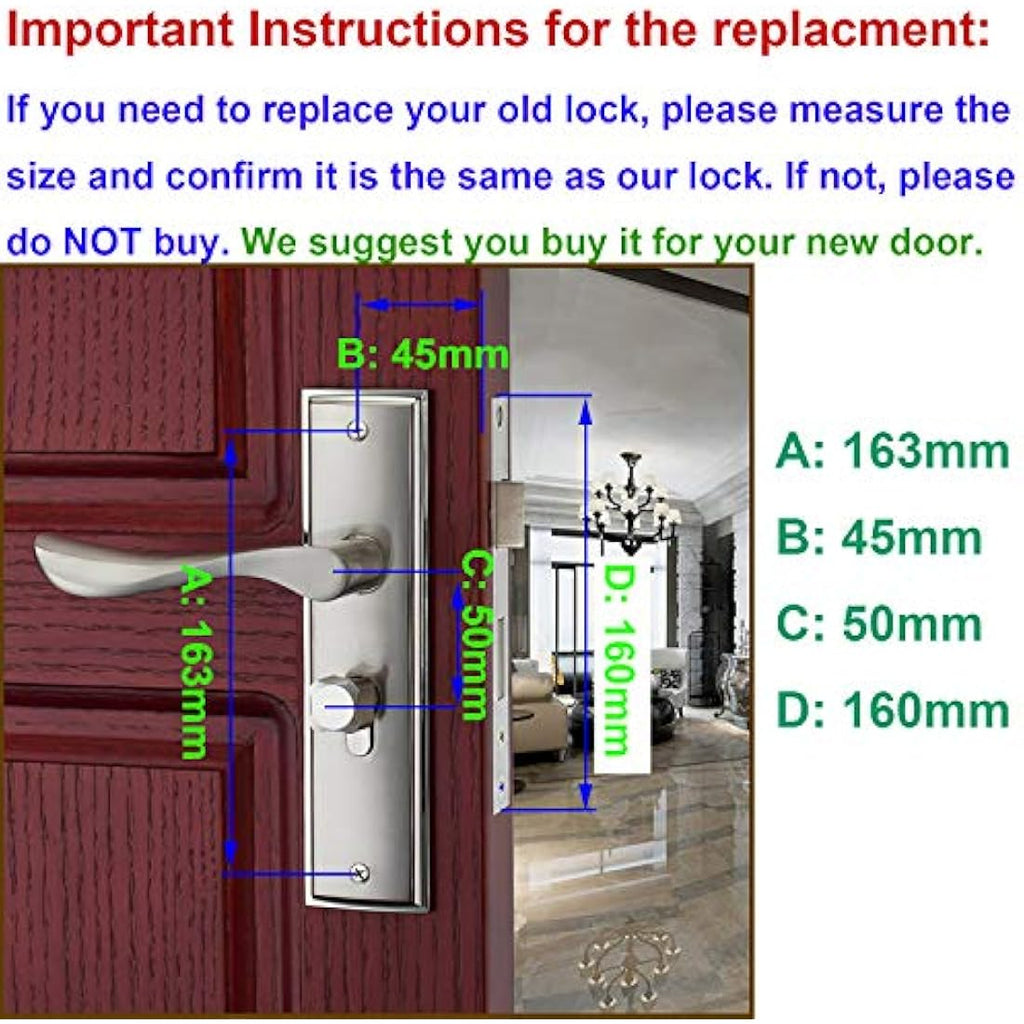 Qrity Zinc Alloy Door Handle Lever Lock Set with 3 Copper Keys