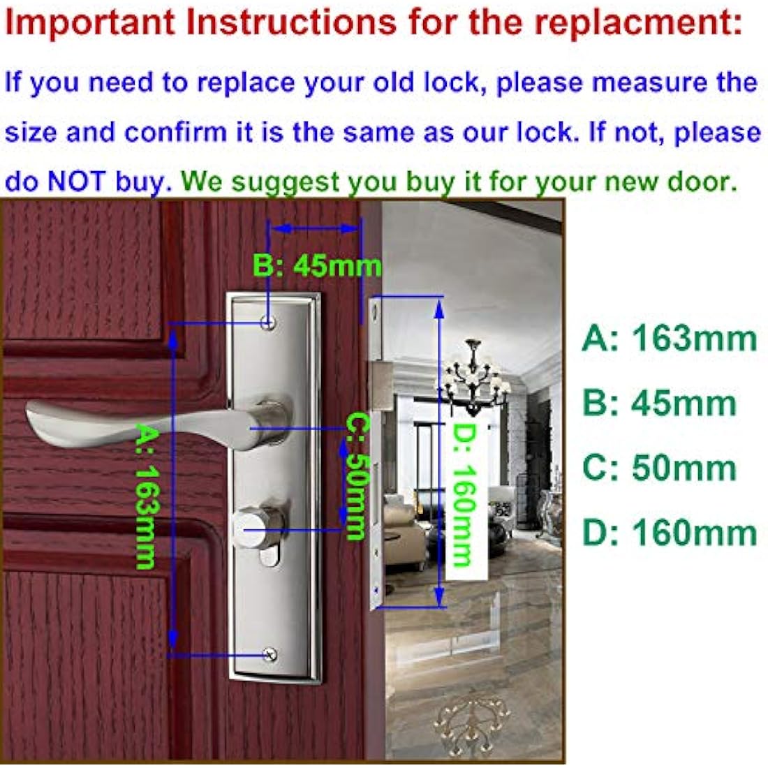 Qrity Zinc Alloy Door Handle Lever Lock Set with 3 Copper Keys