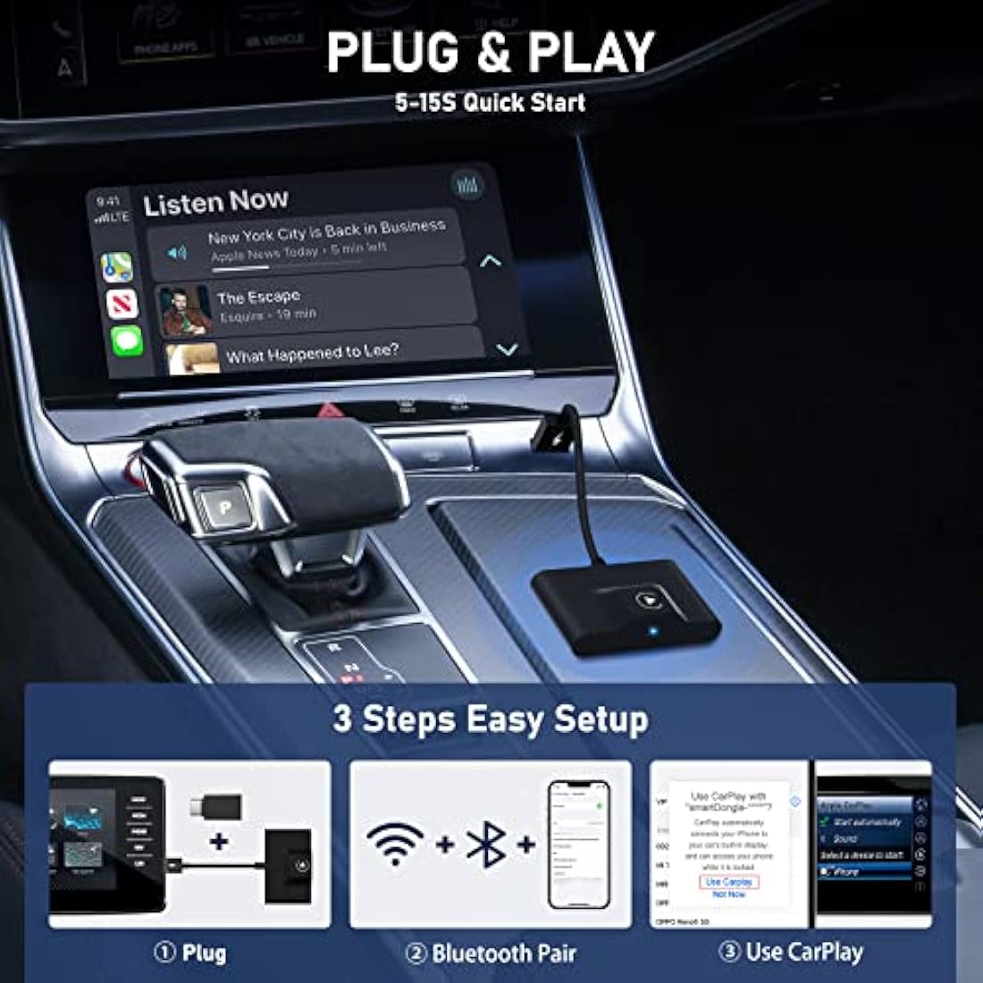 Sixriver Wireless CarPlay Adapter – Plug & Play Dongle for iPhone iOS