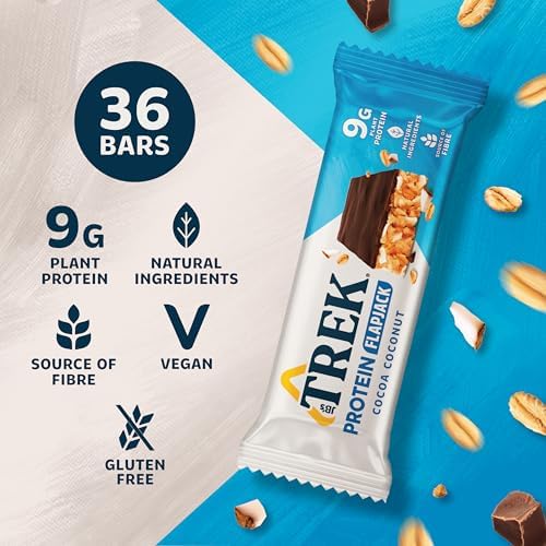 TREK High Protein Flapjack Cocoa Coconut – Vegan & Gluten Free – 36 Bars