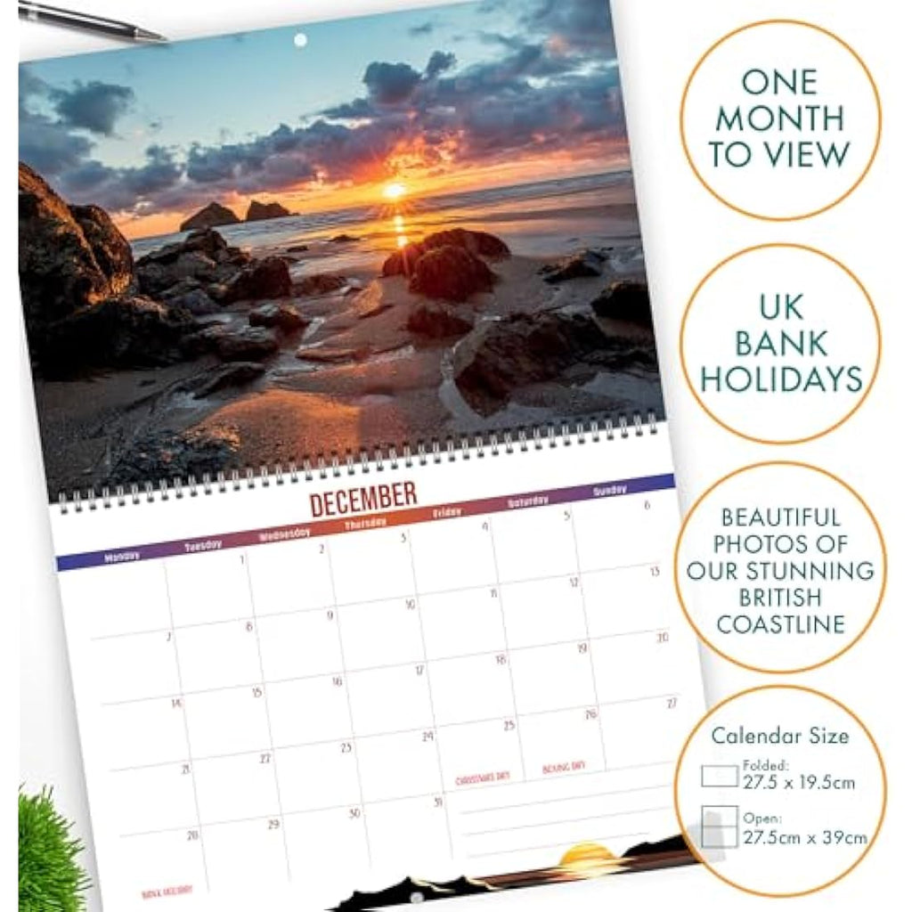 Jolof Store British Coast 2026 Wall Calendar | UK Scenery Spiral Bound