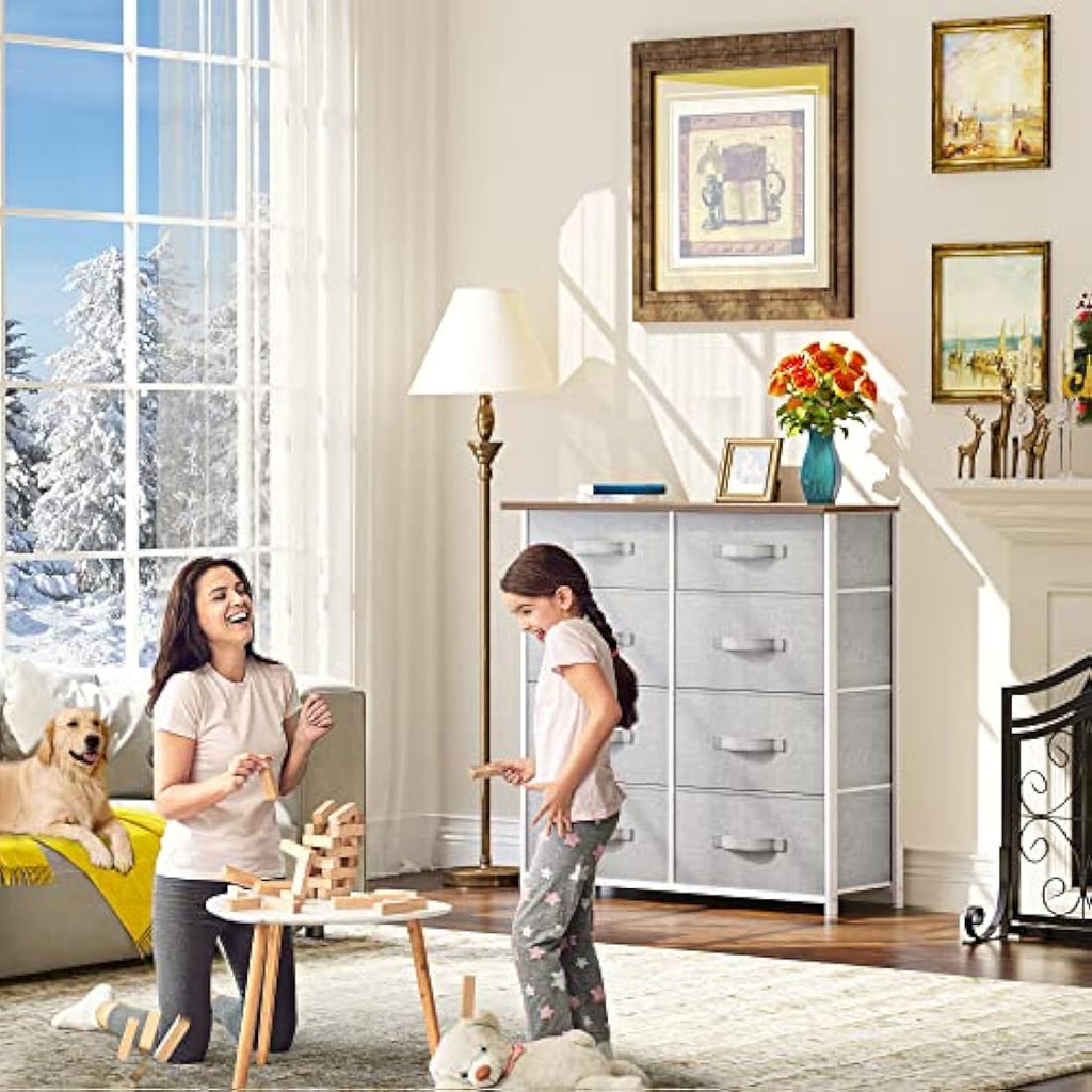 YITAHOME 8-Drawer Fabric Dresser | Storage Organizer with Wood Top