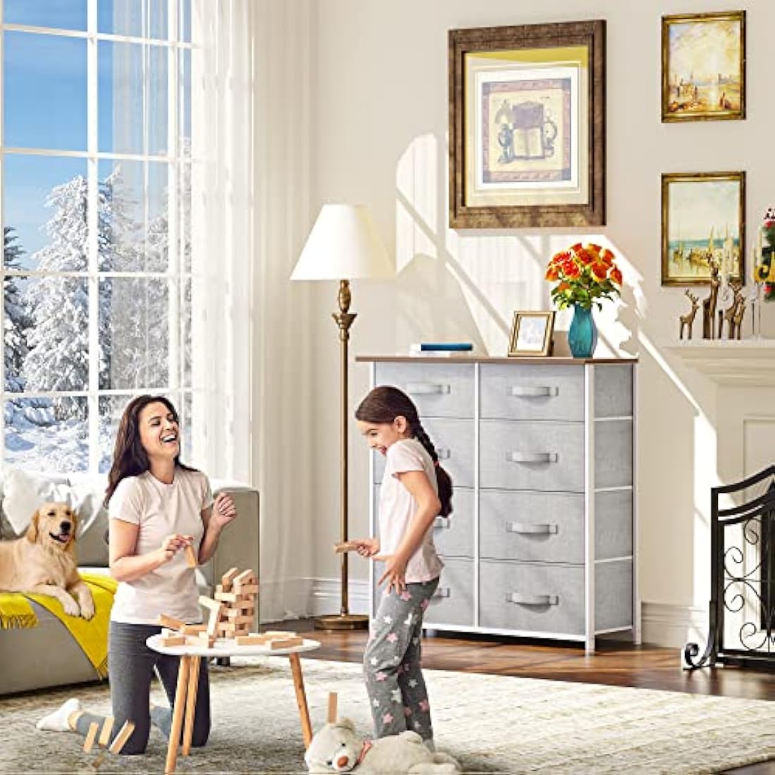 YITAHOME 8-Drawer Fabric Dresser | Storage Organizer with Wood Top