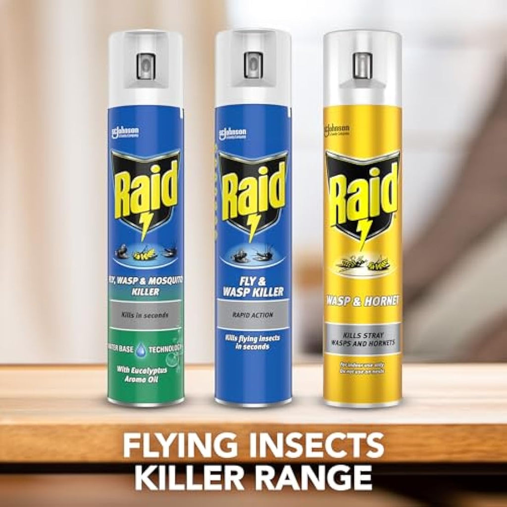 Raid Rapid Action Fly & Wasp Killer Spray, Indoor Use - 6 x 300ml
