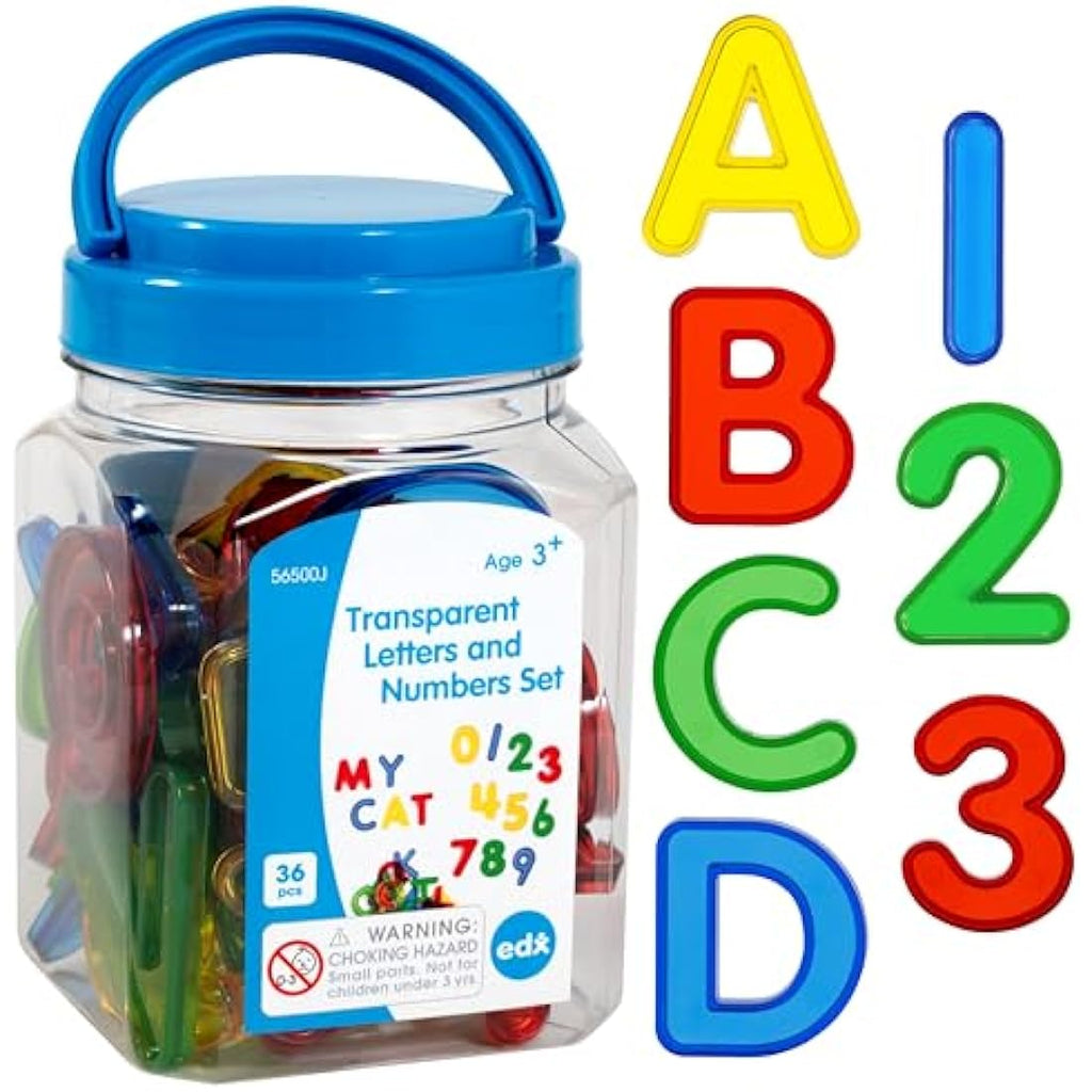 edxeducation Transparent Letters and Numbers | 36pc Sensory Play Set