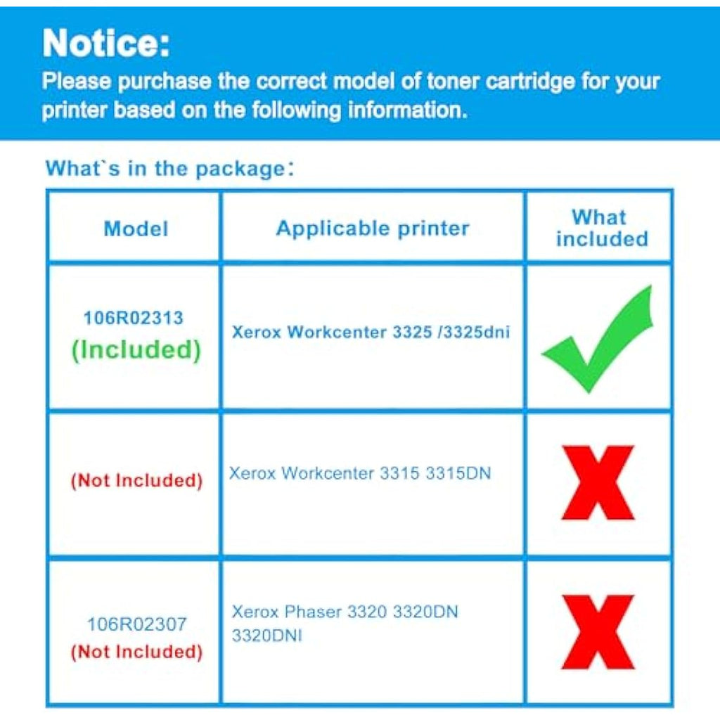 LCL Compatible 106R02313 Black Toner for Xerox Workcenter 3325 | 11K Pages