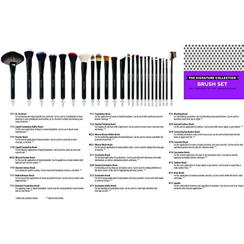 SHANY Pro Signature 24pc Makeup Brush Set | Handmade Wooden Handle