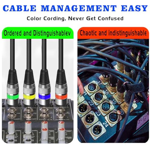 Jolof Store 3 Pin DMX Cable 4 Pack – 10ft XLR Male to Female Mic Leads