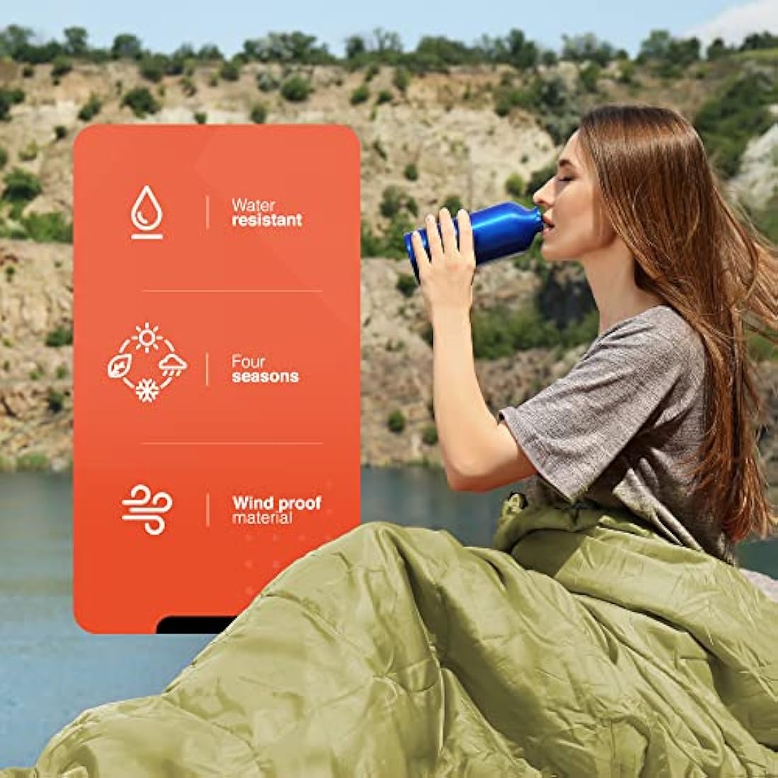azark Double Sleeping Bag – 350GSM Waterproof Mummy Bag for Camping
