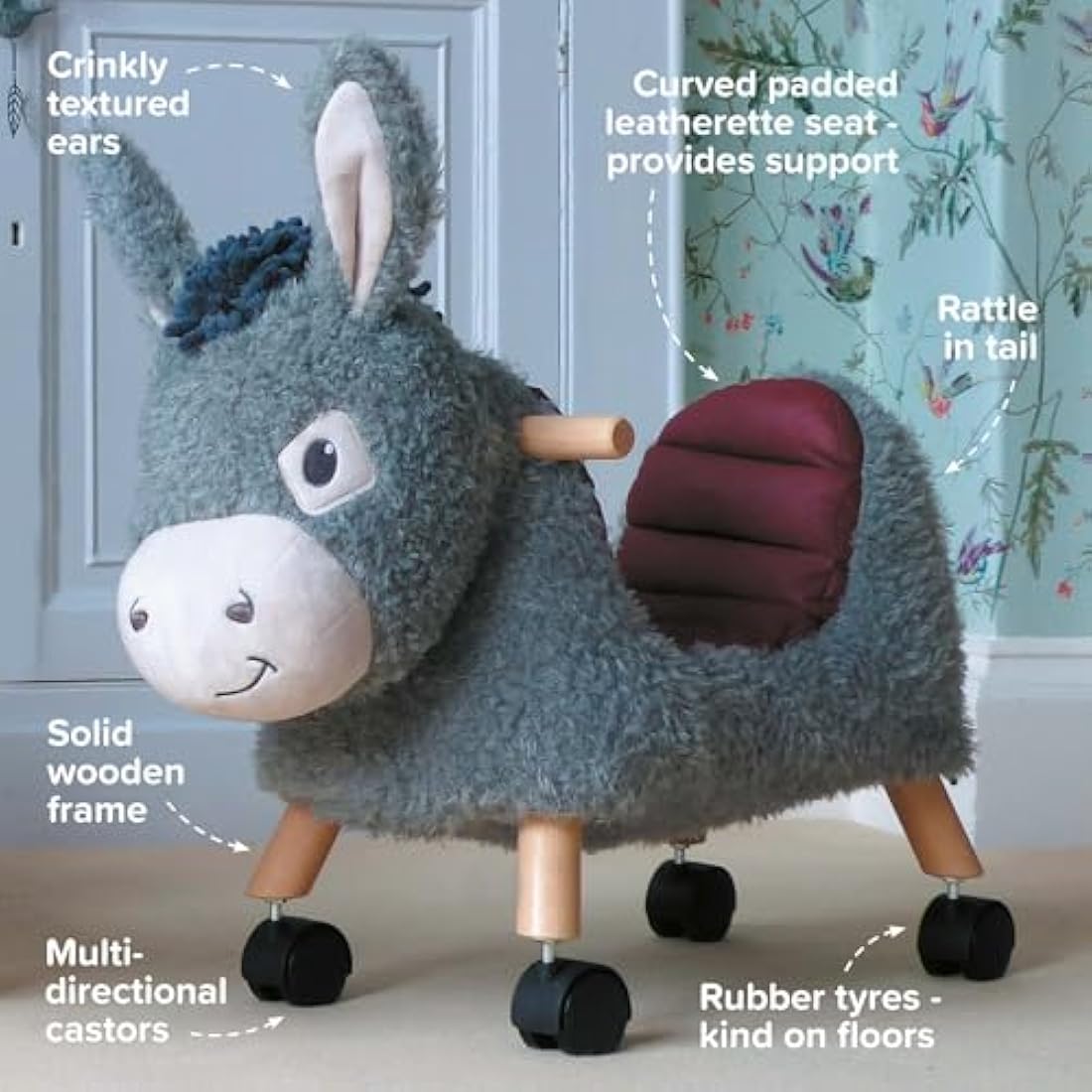 Little Bird Told Me Bojangles Donkey Ride On Toy - Toddler Wooden Toy